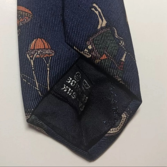Salvatore Ferragamo Blue Horse Equestrian Necktie 100% Silk Italy 3.5” Wide - Picture 7 of 12